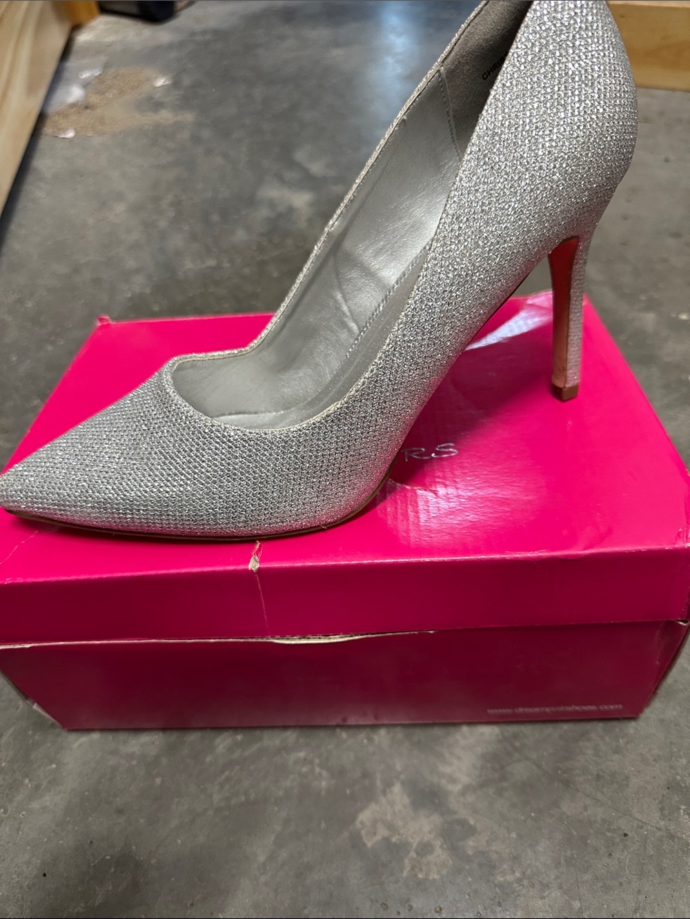 Dream Pairs Silver Glitter Pointed Toe Stiletto Heel Pumps